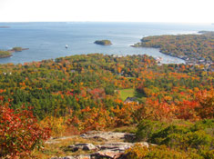 A view of Camden Harbor from atop Mount Battie